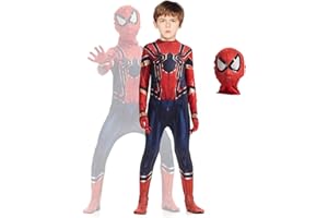 Formemory Spider Kostüm Kinder Superhero Spider Cosplay Kostüme mit Maske,3D Spider Kostüm Jumpsuit Spider Halloween Karneval Cosplay Party