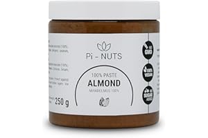 ‎PI-NUTS Pi-nuts Mandelpaste 100% - ohne Zusatzstoffe, Konservierungsmittel - ‎Mandelcreme aus gerösteten und geschälten Mandeln - Mandelmus Zum Backen, Desserts und Frühstück - 250 g