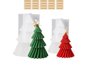 CBRPVT 22PCS Christmas TreeCandle Molds Set, Candle Moulds,DIY Holiday Candle Making Kit for Home Decor and Gift Crafting, Includes 20 Labels and 2 Moulds