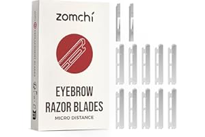 ZOMCHI Reusable Metal Dermaplane Tool Refills, Set of 10 Replacement Blades (Micro Distance), Dermaplaning Razor Refills, Plastic Free