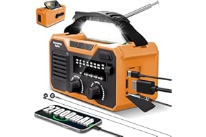 NEEMOSI 27000mAh Kurbelradio Notfall,Notfallradio Solar Kurbel FM/AM Mit Bluetooth 5.3, Emergency Radio SOS-Alarm&Kompass&Taschenlampe,Survival Radio für Outdoor Vorbereitung auf Naturkatastrophen (Orange)
