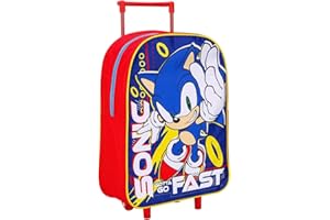 NMB FASHIN FASHION AS UNIQUE AS YOU ARE NMB Fashion Foldable Kids Travel Trolley Backpack - Wheeled Carry-On Suitcase Rucksack with Favorite Character Design for Children (Standard Sonic The Hedgehog Gotta Go Fast Trolley)