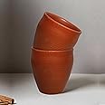 Pure Source India Earthen Clay Cups Kullad Coffee Tea Chai Mug 200ml Matka Curd Cups (Set of 2)
