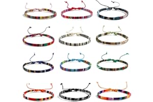 Riceel 12 Stück Freundschaftsarmband, Gewebte Armbänder, Handgefertigtes Geflochtenes Armband Verstellbar, Multi Farbe Unisex Armband