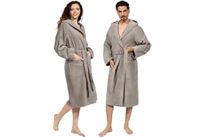 nice homeit Peignoir unisexe pour femme/homme avec capuche - en éponge de coton 100% OEKO-TEX - doux, absorbant, Design italien