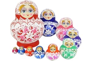 YAKELUS Marchio di Matrioska specializzato, nesting dolls Matrioske Bambola Matrioska russa in 10 pezzi, tiglio di zona frigida, regalo e giocattolo
