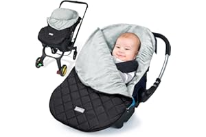 Orzbow Universelle Couverture Sièges Auto Bébé, Cosy Bébé Chancelière pour Poussette, Chaud Peluche Courte Sac De Couchage Enfant, Imperméable Coupe-vent (noir)