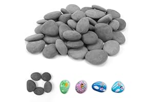 VZXZXE 40 Stück Flache Steine zum Bemalen gemalter Kieselsteine 1-3cm Naturstein Aquarium Deko-Steine für bunte Bilder und dekorative Pflanzgefäße und Aquarien