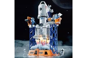 Herenear Razzo Spaziale, Versatile Space Shuttle per Bambini 3-8 Anni - Con Rampa di Lancio, Astronauta e Proiettori, Regalo per Ragazzi e Ragazze