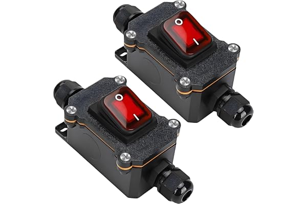 2 Stycken IP65 Vattentät Kabelbrytare Med Miniskruvmejsel, 12 V DC 30 A DPST 4-Polig Tryckknapp Strömbrytare På/Av Med Inline-Funktion
