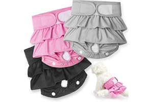 Petbank Wiederverwendbare Hundewindeln, 3 Stück hygienische Hundewindeln für Hündinnen, waschbare/hochsaugfähige, mit verstellbarer Passform/3 Windel-Boost-Pads für Hund in Periode/Harninkontinenz (S)