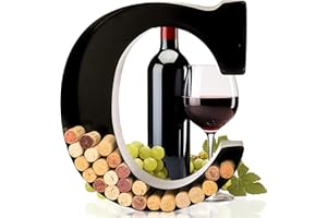 will's Porte-bouchon à vin en métal – Lettres A à Z | Cadeau de pendaison de crémaillère moderne, décoration de bar à domicile, cadeau de vin, cadeau de douche nuptiale, cadeau de fiançailles