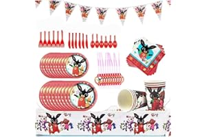 L'ANGOLO DEL COMPLEANNO set compleanno bing per 10 persone completo di: 10 piatti, 10 piatti dessert, 10 tovaglioli, 1 tovaglia 110x180, 10 bicchieri, festone, 10 cannucce. NO POSATE