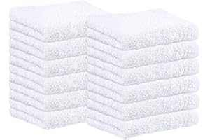 SweetNeedle Face Cloths Washcloth Fingertip Towels Set 30x30 cm 100% Cotton, Extra Absorbent, Premium Quality, Soft, Long lasting Fannel for Bathroom, Face Wash, Salon, Gym, Spa (12 Pack, White)