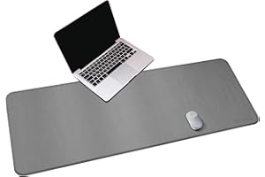 CENNBIE Alfombrilla de escritorio,140x50cm alfombrilla ratón de cuero,protector mesa escritorio de gran tamaño Impermeable y antideslizante，Apto para oficina/hogar(Gris)