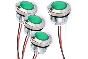 Gebildet 4 pièces 110 V-230 V 20 mA indicateur d'économie d'énergie Lampe indicateur en métal étanche Taille du Trou de Lampe de signalisation 16 mm LED Verte (tête de Surface sphérique)