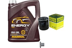 EISENFELS Filter Set Inspektionspaket erstellt mit 5 L Motoröl MANNOL Energy 5W-30, MANN-FILTER Ölfilter, Verschlussschraube
