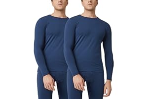 LAPASA Camiseta Termica Hombre Ligero (Pack de 1 & 2) Camisa Manga Larga Cuello Redondo Ropa Interior Termica Top Thermal Invierno Transpirable Thermoflux 100 M09/M26/M55