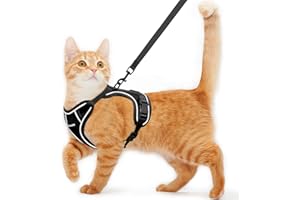 KAAZYLAB Cat Harness and Leash for Walking Escape Proof Soft Adjustable Cat Leash Breathable Comfortable Vest Easy to Wear Kitten Harness for Outdoor Travel Black S