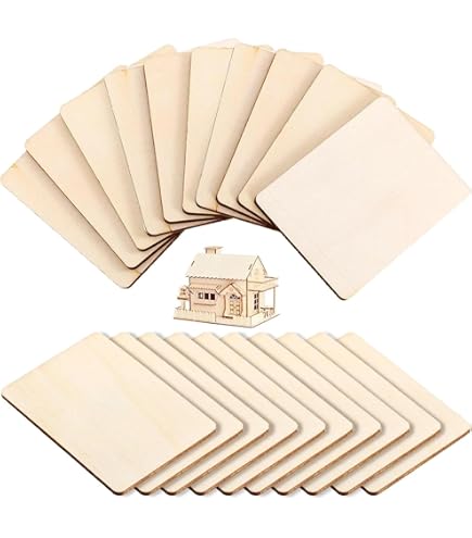Creperture 50 Stück Holzplatten 9x6cm - Unlackierte Quadrate Für DIY & Basteln