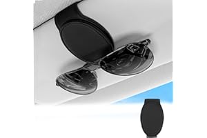 Youzzei Glasses Holder for Car Sun Visor, Universal Magnetic Sunglasses Holder Car, Upgraded Leather Car Glasses Holder for Ticket Card Clip, Car Sunglasses Holder (Black)