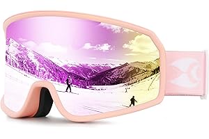 suoso Ski Goggles For Men Womens，OTG Skiing Goggles For Snowboard Jet Snow，Over Glasses 100% UV400 Protection-Anti-fog Anti-glare/Helmet Compatible, For Skiing Snowboarding