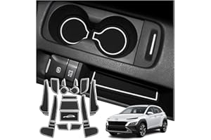 Ruiya per Hyundai Kona | Kona Hybrid 2018-2021 Antiscivolo Interno Tappetini, Tappetini in Gomma per Auto Tappetino Bracciolo Protezione Scanalatura Porta Interni Tappetini Gomma Kona Accessori