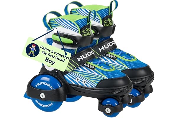 HUDORA Patins à roulettes My First Quad en différentes Tailles & Couleurs - Rollers à Taille réglable de qualité pour Enfants jusqu'à 20kg - Patins sûrs pour débutants avec Grandes Roues