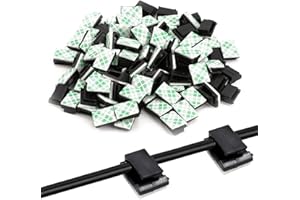 PENCE & MOON COLLECTIVE 50 Pack Self Adhesive Cable Clips Self Adhesive, Electrical Car Wire Clips, Dash Cam Cable Clips for Car, Office and Home (13 x 10 mm, Black)