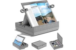 KDD Atril para Libros - Visualización Multiángulo Soportes de Almohada de Lectura con Bandeja Organizadora para Regazo, Cama, Escritorio y Sofá Tableta, I-pad, Teléfono, Lector Electrónico (4.7 "-15")