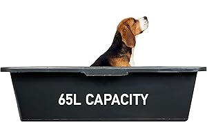 AP SUPPLIES 65L Dog Bath/Tub Kit – Pre-Drilled Plastic Tub with Drain Valve & Tap Connector, Quick Hose Click-Lock, Easy Clean, Portable Pet Washing Station