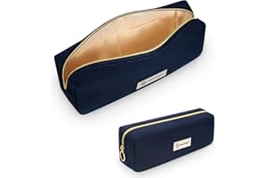 FINPAC Piórnik o dużej pojemności, piórnik szkolny, organizer na artykuły pa, sztruks, piórnik woreczek z szerokim otwarciem, dla chłopców i dziewcząt, granatowy