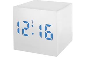 BRESSER MyTime WAC - Radiodespertador (imitación de Madera, LED Azul Regulable, indicador de Fecha y Temperatura), Color Blanco