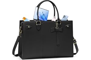 RAINSMORE Sac Cabas Femme PU Cuir Sac a Main Femme de Cours Ordinateur pour Les Cours Lycee 15,6 Pouces Noir