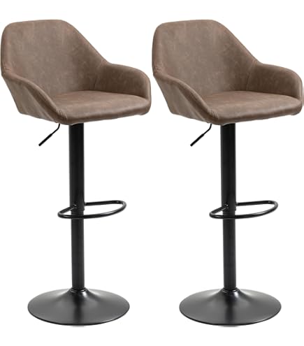 Requena Pair Of Bar Stools Leatherette Exterior With Armrest