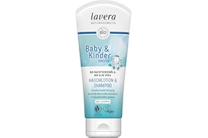 ‎LAVERA lavera Baby Sensitiv Waschlotion & Shampoo - für Babys mit Bio-Aloe Vera - Besonders sanfte Reinigung - hautschonend - zertifizierte Naturkosmetik - vegan - 200ml (1er Pack)