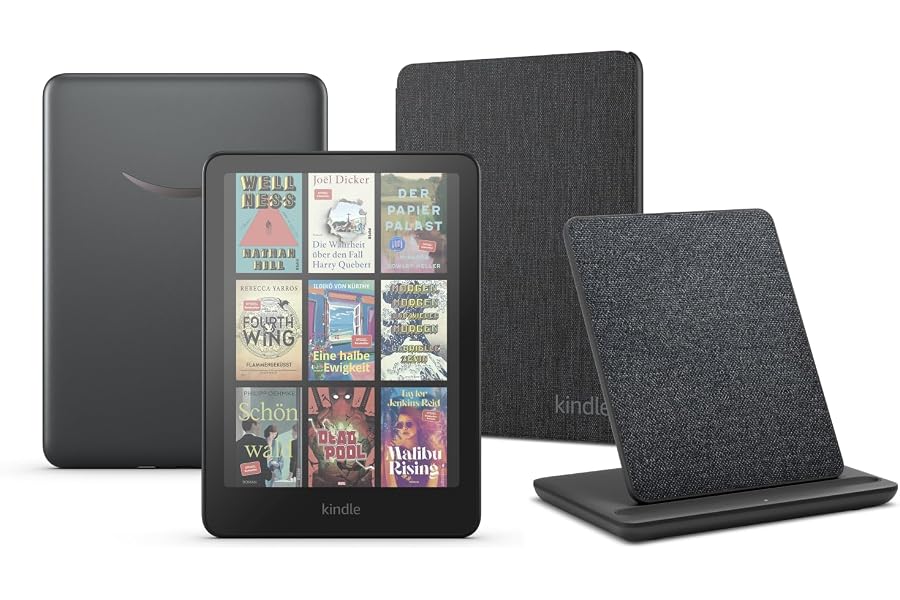 Kindle Colorsoft Signature Edition (32 GB) ohne Werbung, eine Amazon-Stoffhülle und eine kabellose L