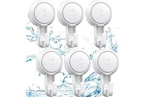 Luxear Ganci Ventosa Bagno 6 Pezzi, Senza Foratura e Senza Ruggine Impermeabile Gancio a Ventosa per Piastrelle, Ganci Appendiabiti Super Portante da 5KG, Ganci da Parete per Porta e Cucina