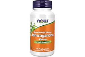 Now Foods, Ashwagandha, Estratto di Radice, 450mg, 90 Capsule vegan, Testato in Laboratorio, Vegetale, Senza Glutine, Senza Soia, Vegetariano