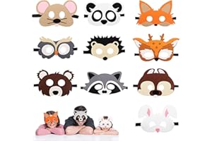 Sunshine smile Tiermasken Für Kinder,Kindermasken Tiere,Tiermasken Zum Ausmalen,Tiermasken Für Kinder Filz,Masken Kinder Geburtstag,Maske Tier,Dschungel Party Deko,Maske Filz Tiere (F)