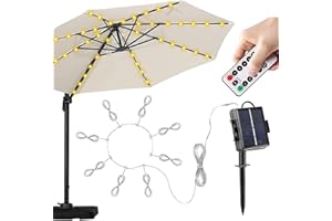 JINGLING Parasol przeciwsłoneczny z 104 solarnymi diodami LED, osłona wisząca na płozach z 8 trybami jasności – dekoracyjny parasol do użytku na zewnątrz jest odporny na wszystkie warunki