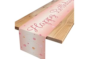 TNYKER Tischläufer Geburtstag Rosegold, Tischdecke Geburtstag mit Rosegold Konfetti , Happy Birthday Tischläufer zum Geburtstag, Tischdeko Geburtstag für Junge Mädchen Party Geburtstagsdeko, 180 x 35 cm