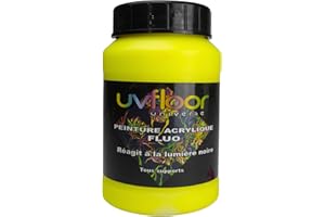 UV FLOOR UVFLOOR UV FLOOR - Peinture Acrylique Jaune Fluo - Spéciale Lumière Noire Et Ultra Violet - Flashy - Fluide Et Ultra Pigmentée - Fluorescent - 250ml
