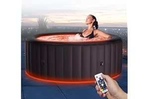 Miweba MSpa Whirlpool Outdoor | Aurora mit LED Beleuchtung - 6 Personen Pool aufblasbar - UVC+ Wasserreinigung - Spa ⌀ 204.0 cm - Aufstellpool mit Fernbedienung - Hot Tub - Aufblasbarer Whirlpool