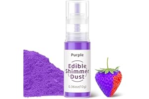 Wwtop Paillettes Comestibles, 10g Paillettes Alimentaires Comestibles Spray, Colorant Alimentaire Poudre, Poudre de Poussière Comestibles pour Boissons, Gâteaux, Cocktail,Chocolat, Bonbons (Violet)
