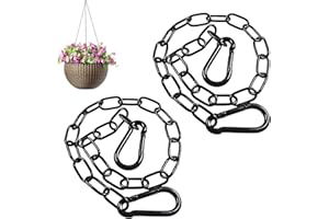 VEFTSVY 2 Piezas Cadenas Acero Inoxidable con Mosquetón, Cadena Acero de 60 cm, Eslabones de 3 mm, Carga Máxima 40 kg, Cadena de Eslabones de Acero Inoxidable-para Puertas de Vallas y Puertas de Jaula