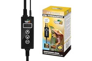 LUCKY HERP Reptilien Thermostat 230V, PID Wärmelampen Temperaturregler mit LED Digitalbildschirm, Terrarien Steckdosen Thermostat für Reptilien Wärmelampen & Heizungen, ℉/℃, Speicherfunktion