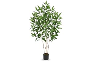 OAIRSE 5ft Artificial Eucalyptus Tree, Large Faux Eucalyptus Tree in Black Pot Fake Floor Plant Potted Faux Plants Indoor Tall Artificial Trees for Indoor, Outdoor, House Living Room Office Decor