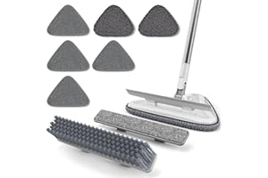 NEWTY Mopa Triangular Giratoria 360 Fregona Triangular Rotativa Mopa para Limpieza Azulejos y Paredes Trapeador Fibra Palo Fregona Extensible Limpieza Cocina Baño Suelos Hogar Mop