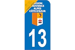 HADEXIA Autocollant Stickers Plaque immatriculation Scooter Moto département 13 Bouches-du-Rhône Logo Région PACA